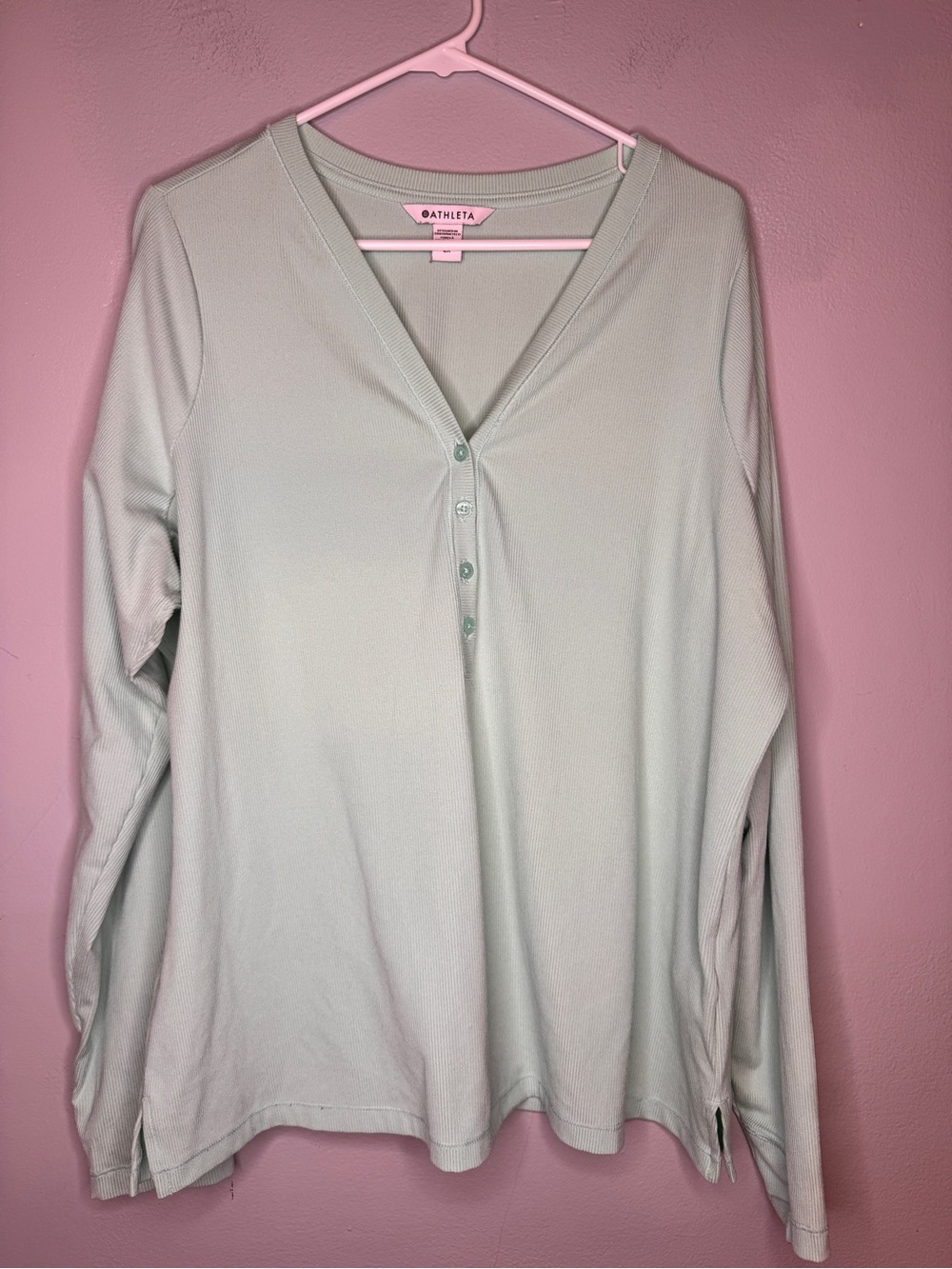 Athleta Aqua Long Sleeve Ribbed Henley Top Size 2X Buttons